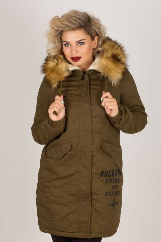 Парка из плотного cottona  и внутренним мехом  №807