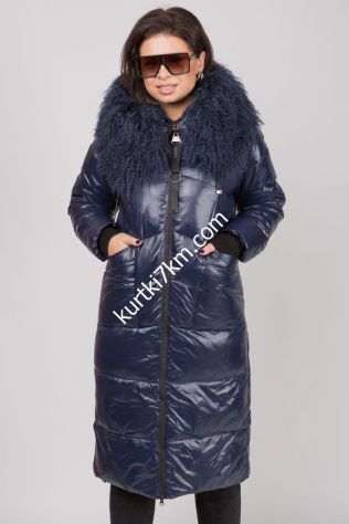 Пуховик ковдра з хутром лами Damader 21058