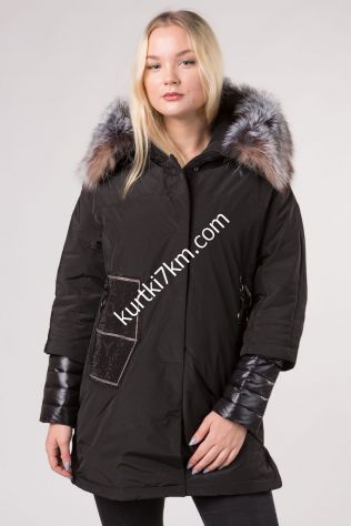 Пуховик з натуральним хутром лисиці Fodarlloy 1187