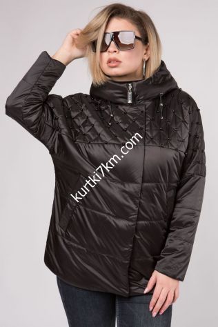 Чорна куртка на синтепоні преміум класу Snow beauty 20108