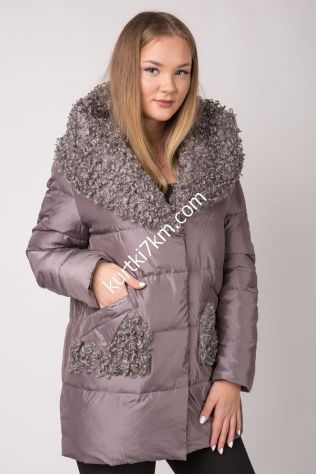 Пуховик жіночий з хутром козлика Snow beauty 21120
