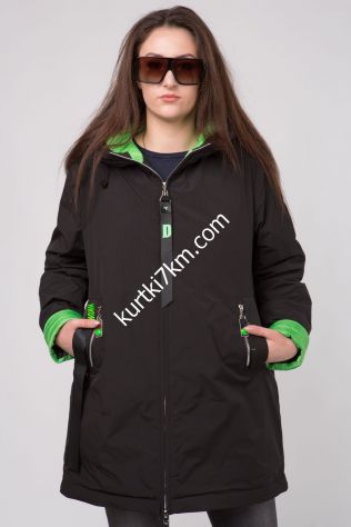 Чорна жіноча куртка-парка на синтепоні Visdeer 265
