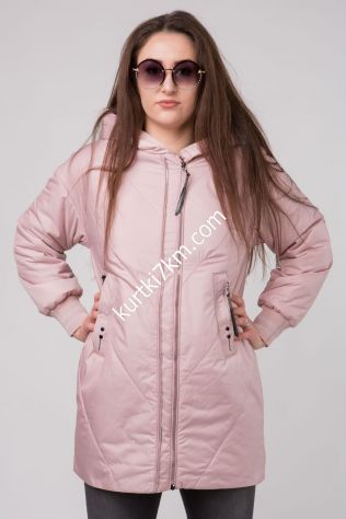 Подовжена рожева куртка батал Damader 11019