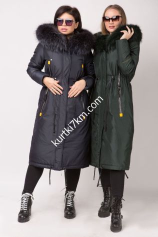 Шикарна довга парка з хутром Snow beauty 21102