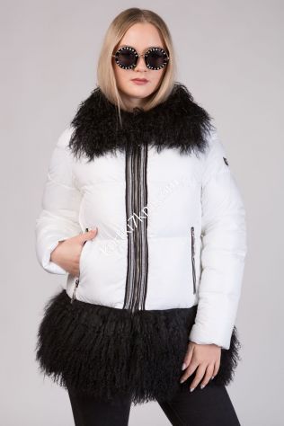 Красива зимова куртка з хутром лами 123