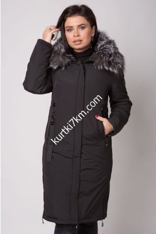 Зимовий пуховик з хутром чорнобурки Damader 6066-C
