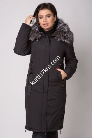 Зимовий пуховик із хутром чорнобурки 5066-С