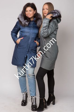 Зимовий пуховик з хутром чорнобурки Damader 21073