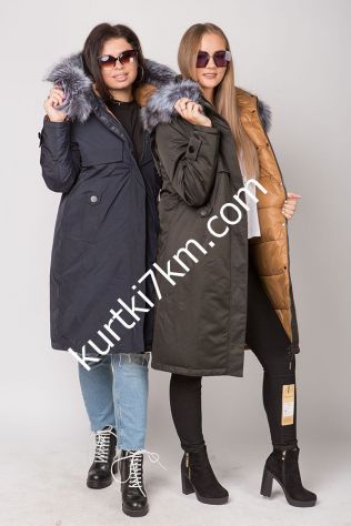 Шикарна жіноча парка з хутром чорнобурки Fodarlloy 21555