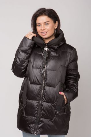 Чорна зимова куртка батал Visdeer 2162