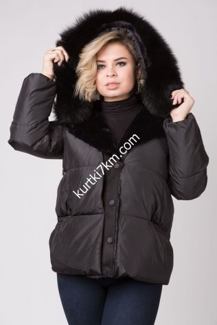 Коротка зимова куртка з хутром песця Snow beauty 2082
