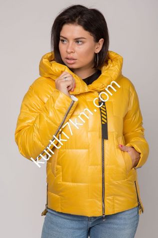 Коротка жовта зимова куртка Visdeer 2123