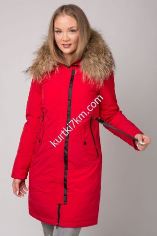 Стильний пуховик з натуральним хутром Damader 21061