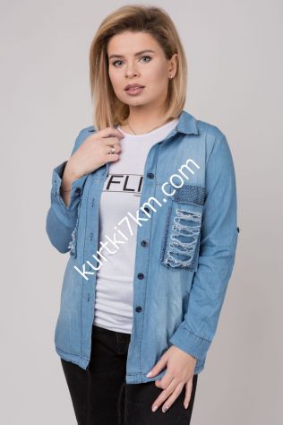 Літня сорочка-вітровка джинсова Klassik Moda 6589