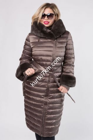 Длинный пуховик большого размера Snow beauty 1869
