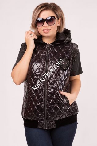 Жилетка жіноча з капюшоном великого розміру 124
