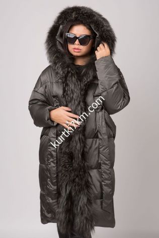Пуховик ковдра з шикарним хутром Feengere 3303