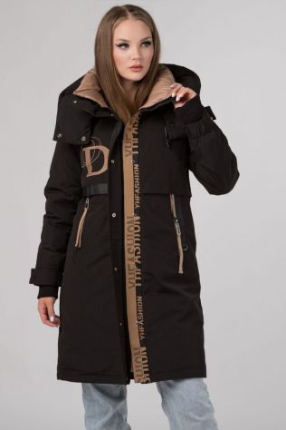 Стильна чорна парка Fodarlloy 23518
