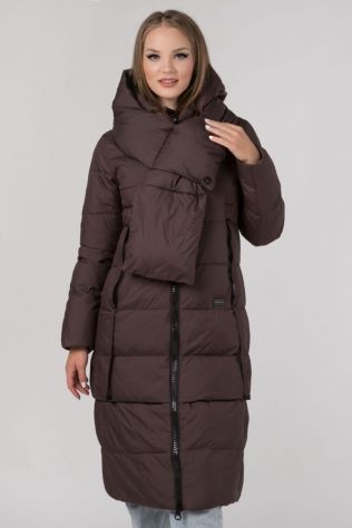 Довге зимове пальто з шарфом Tongoi 9081