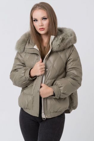 Короткий зимовий пуховик з хутром Vavilona 8817