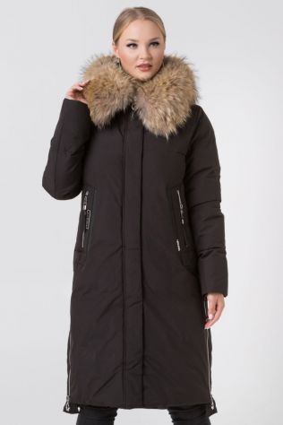 Зимова чорна парка з хутром Visdeer 3125