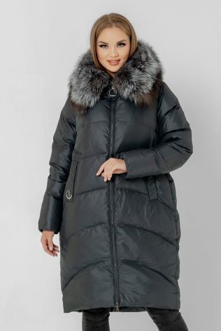 Пуховик великих розмірів з хутром Visdeer 3167