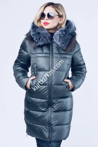 Жіночий пуховик великого розміру з хутром чорнобурки Visdeer 1965