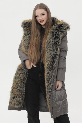 Довгий пуховик з хутром Snow Beauty 626