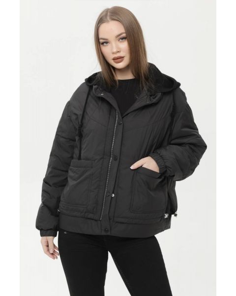 Чорна курточка з трикотажним капюшоном Panter 2910