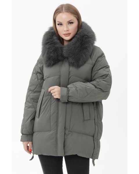 Жіночий пуховик з натуральним хутром Visdeer 608